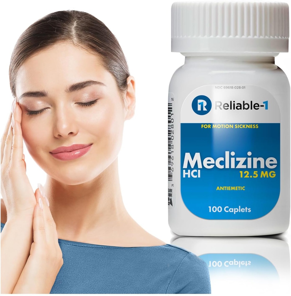 Zuverlässig-1 Laboratories Meclizine HCL 12.5 mg Caplets - Verhindern von Übelkeit, Vomiting und Dizziness, die durch Bewegungskrankheit (100 Caplets, 1 Flasche)