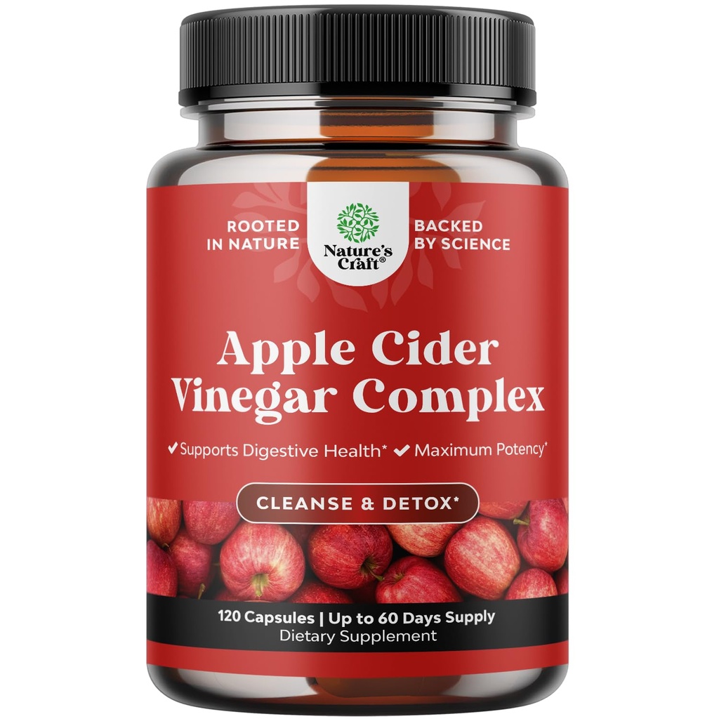 Apple Cider Essig Kapseln reinigen - ACV Cleanse und Detox Pillen für Gut und Verdauungsgesundheit mit Slimming Cayenne - Extra Strength ACV Kapseln für Gut Cleanse und Full Body Detox (60 Servierungen)