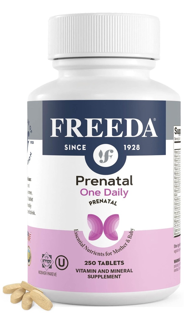 FREADA Vitamine prénatale - Casher Vitamines prénatales avec fer, acide folique prénatal, choline, vitamine D - Une prise en charge quotidienne de la multivitamine prénatale pour les femmes enceintes et allaitantes (250)