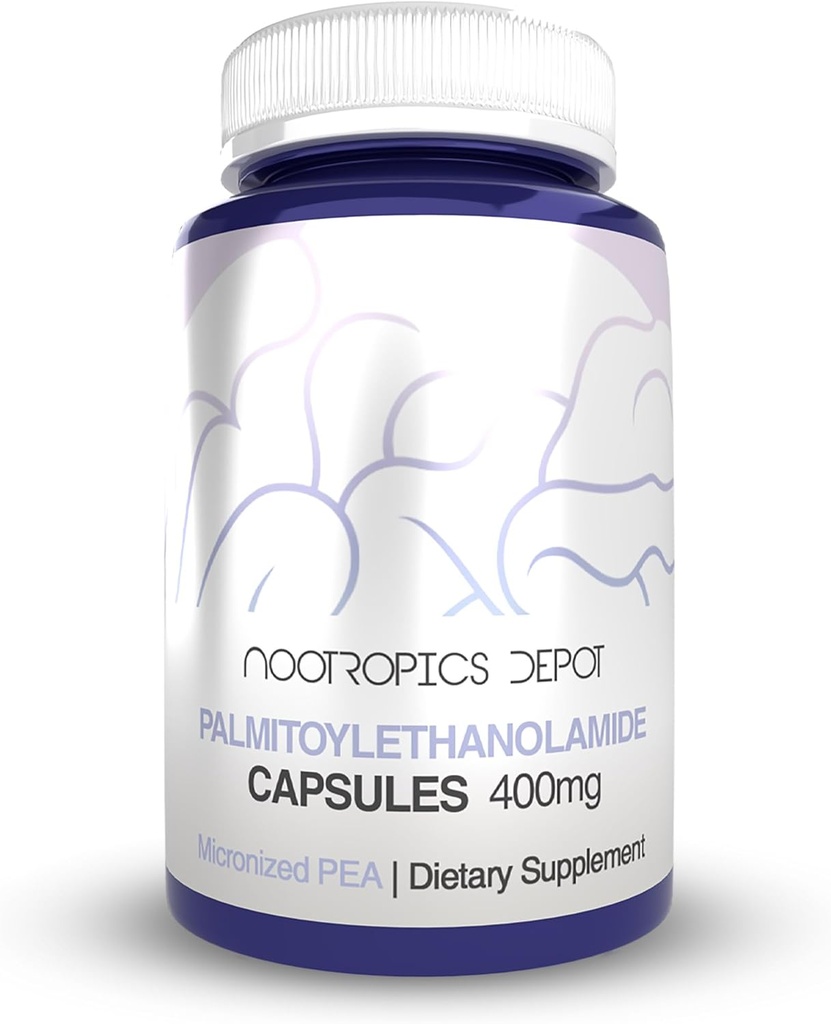 Nootropics Depot Palmitoylethanolamid Kapseln | Pea | 400mg Pillen | 60 Count | Unterstützt Discomfort Relief | Fördert gesunde gemeinsame Funktion