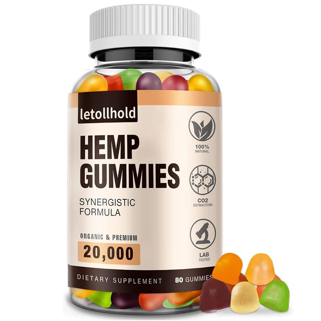 Hemp Gummies for Sleep, Pain, Anxiety (1 Pack) - High Potency Advanced Extra Strength with Pure Natural Hemp Oil, Best Hеmp Gummies for Adults - Low Sugar