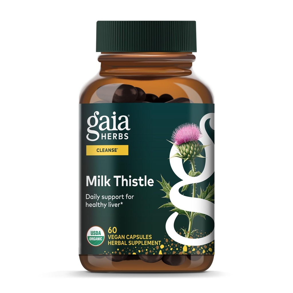Gaia Herbs Thistle de lait - Supplément hépatique et soutien pour aider à maintenir une fonction hépatique saine* - 60 capsules véganes (20 portions)