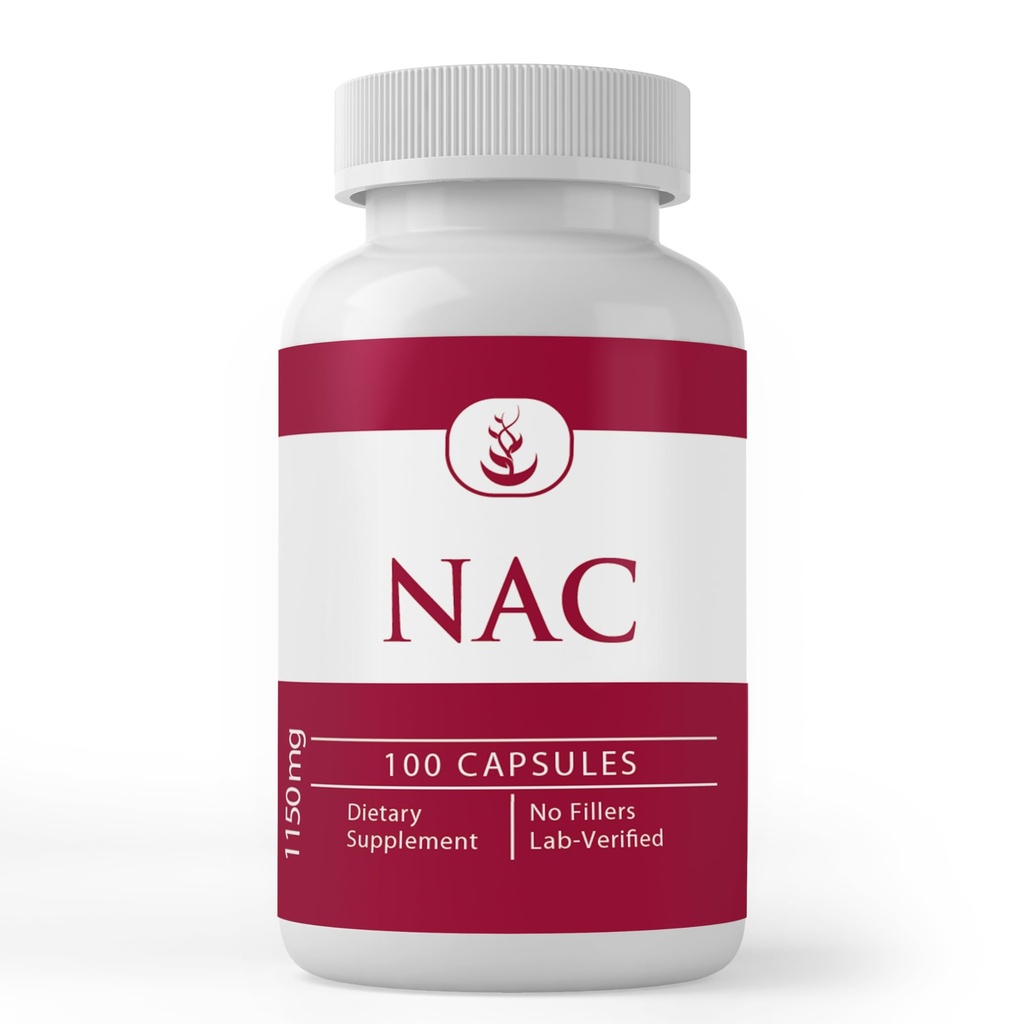 INGRÉDIENTS ORIGINAL DE PURE N-acétyl L-Cysteine NAC, (100 Capsules) Toujours Pure, Pas d'additifs ou de charges, Vérifié en laboratoire