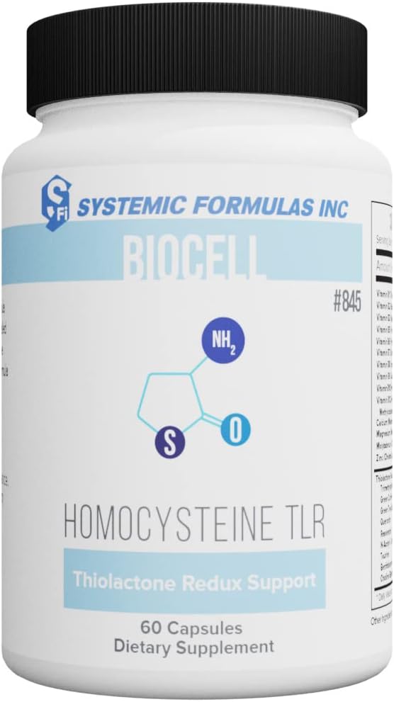 Formules systémiques HomoCysteine TLR Thiolactone Redux Support 60 Capsules, Biocell #845. Contient des antioxydants qui protègent le coeur, le système cardiovasculaire et le cerveau de l'homocystéine élevée