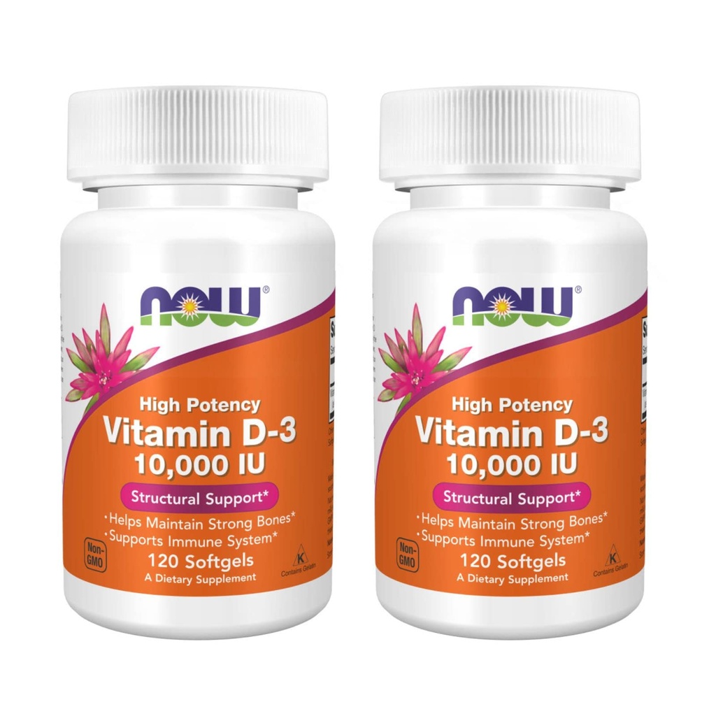 JETZT Lebensmittel hohe Potenz Vitamin D-3, 10.000 IU, 120 Softgels, 2 Packung