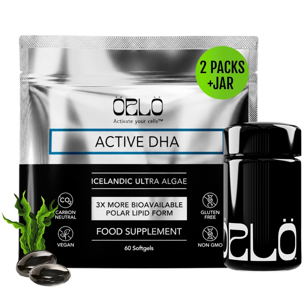 Orlo DHA – Supplément végétal DHA (EPA & DHA) – Omega 3 Huile de poisson et Krill Alternative – Huile d'algues Omega-3 à base végétale – Cerveau et soutien cardiaque (120 Mini Softgels sans Burpless KIT)