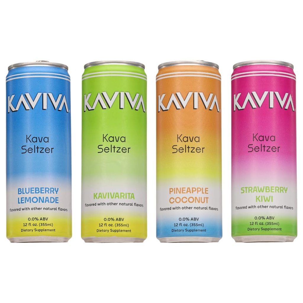 Kaviva | Kava & Seltzer | Relaxation Drink | 50 calories | All Natural | Non-ALC Functional Beverage | Refreshing Alternative | Clean Ingredients