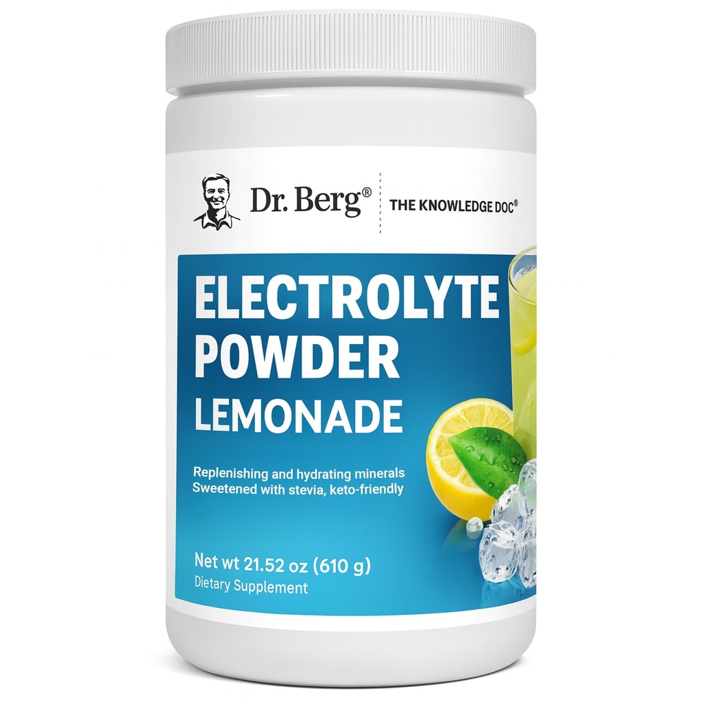 Dr. Berg Zero Sugar Hydration Keto Electrolyte Powder - Verbessert mit 1000 mg Kalium & Real Pink Himalayan Salz (NOT Tisch Salz) - Lemonade Flavor Hydration Drink Mix Supplement - 100 Servierungen
