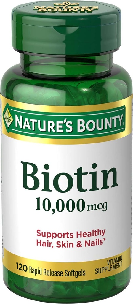 Biotine Bounty de la nature 10 000 mcg, Softgels à libération rapide 120 ea (paquet de 10)