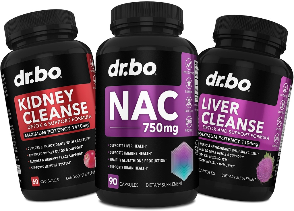 NAC Rein Liver Cleanse Detox - 750mg N Acetyl Cysteine Pure Vitamine Capsule - Formule quotidienne de soutien du détox du foie pour Gallbladder, Bladder Urinary Tract Suppléments et Thistle de lait