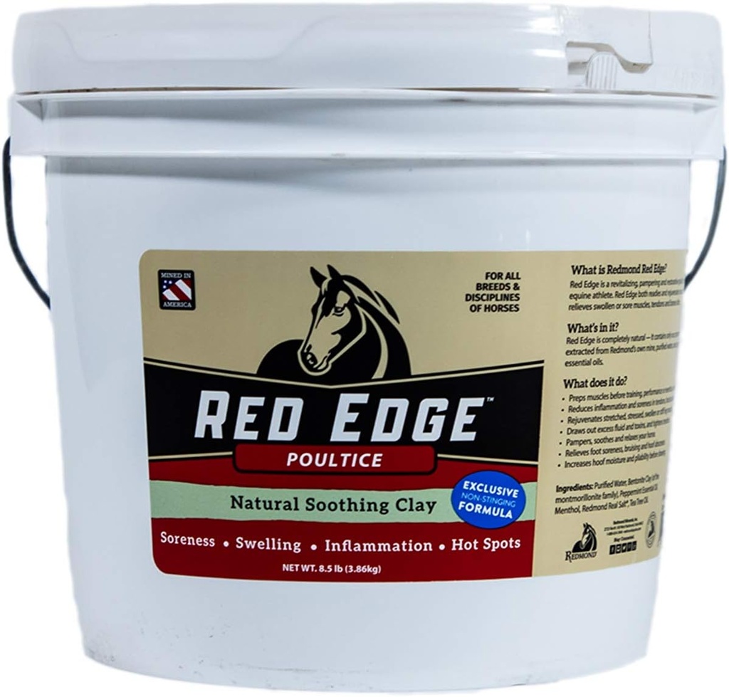 Poultice à l'échine rouge, argile apaisante naturelle pour toutes les races de chevaux, 8,5lb Seau
