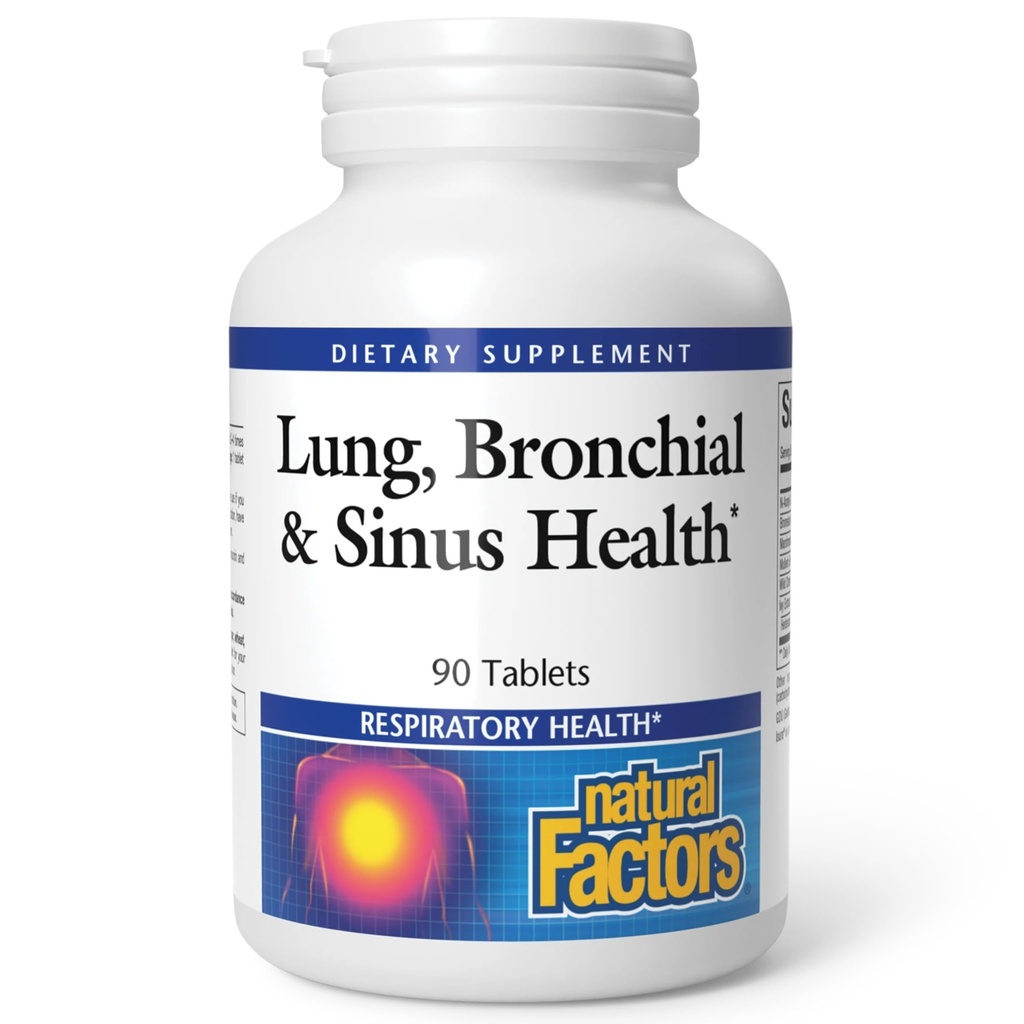 Natürliche Faktoren Lung, Bronchial & Sinus Gesundheit - Atmungsaktive Gesundheitsergänzung - Unterstützt Lung & Sinus Gesundheit - Unterstützt gesunde Lunge Tissue & Mucus Consistency - 90 Tabletten (90 Portionen)
