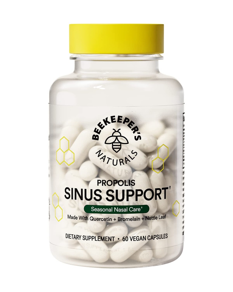 Alle natürlichen Sinus-Unterstützung für Erwachsene, Saisonale Nasal Care Relief mit Propolis, Quercetin, Bromelain, Nettle Leaf, & Vegan Capsule, Blöcke oder Suppresss Histamin, 60 ct
