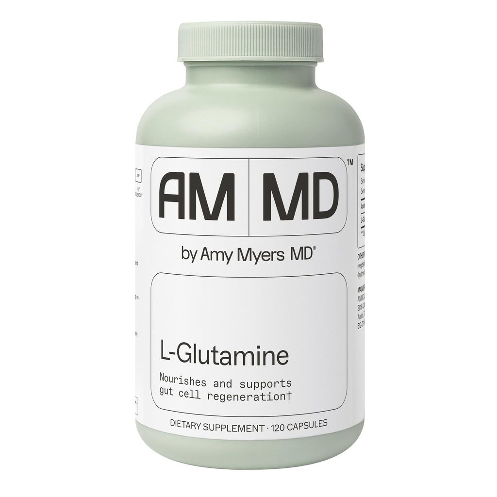 Amy Myers MD Capsules L-Glutamine - Supplément santé cellulaire - Gut Cleanse & Apaisant Support pour soulager l'estomac - Soutien musculaire sain - Supplément santé pour adultes