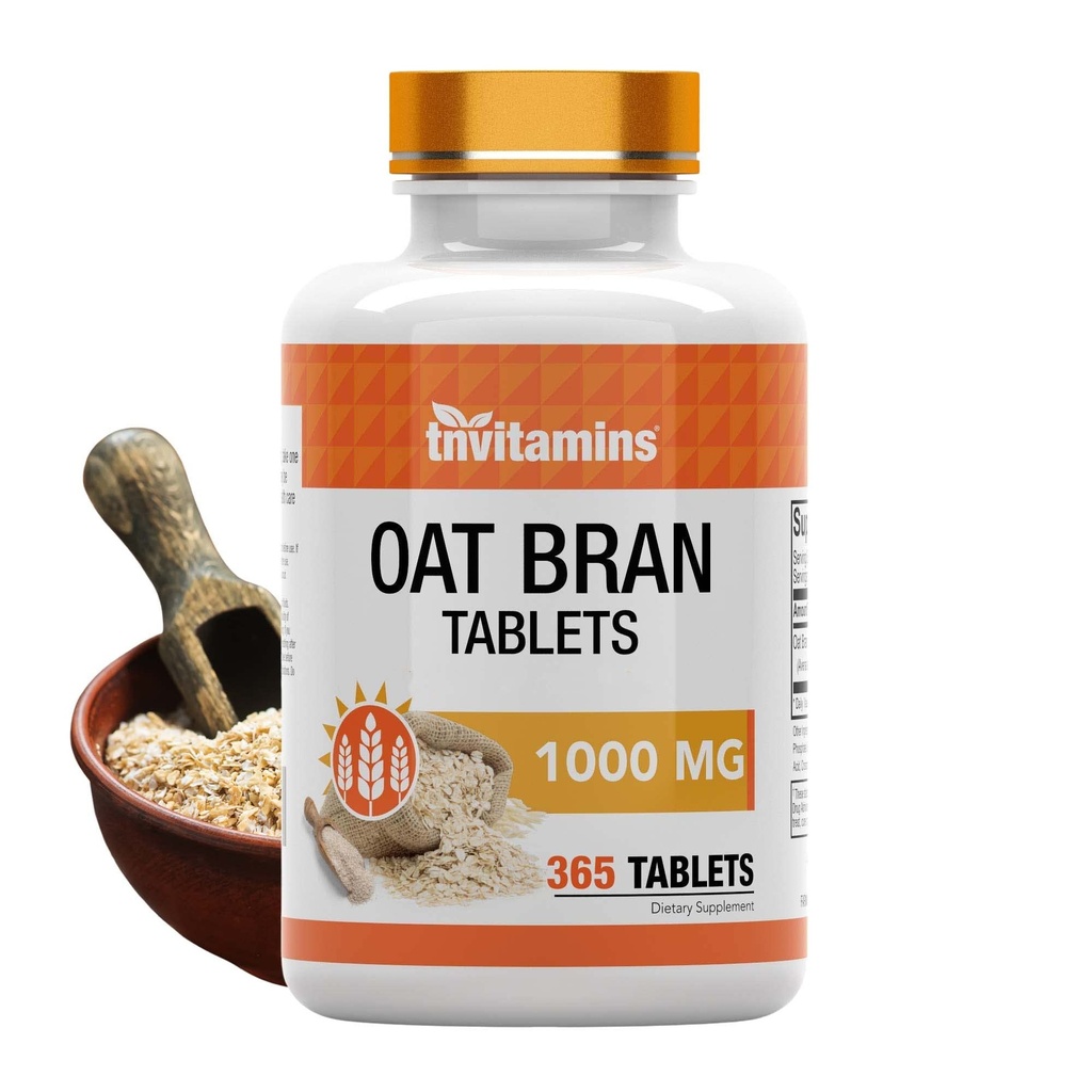 tnvitamins Oat Bran Tablets | 365 Tablets x 1.000 MG pro Tablet | Oat Fiber Tablets | Soluble & Dietary Fiber Supplement | Kann Verdauungsgesundheit unterstützen