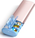 Vaydeer 7 Tage Wöchentliche Pille Organizer 2 Mal pro Tag, Metall Am Pm Reise Pille Fall, große Kapazität zweimal täglich niedliche Pille Box für Ergänzungen, Pillen, Vitamine und Medikamente (Rose Gold)