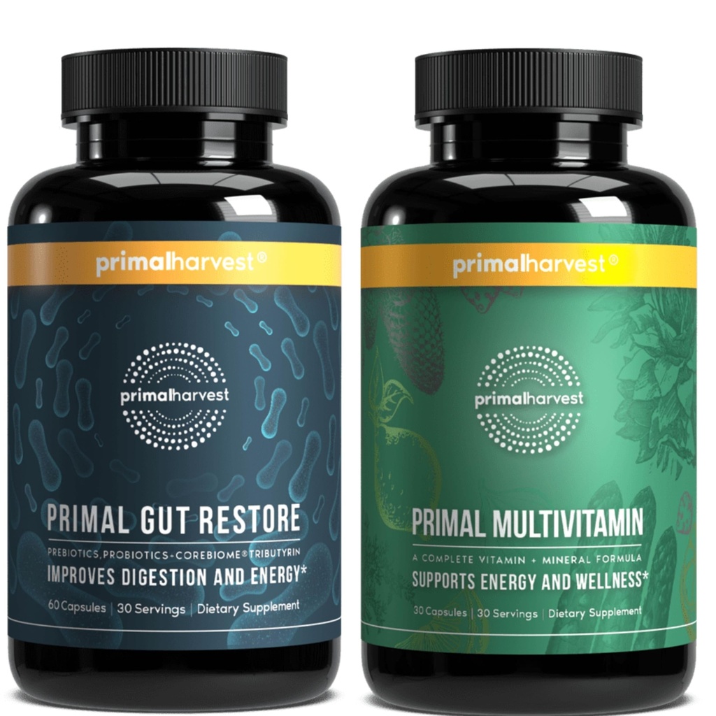 Primal Harvest Gut Restore & Multivitamine Suppléments pour les femmes et les hommes Multi Vitamine Capsules et Colon Cleanse Pills Bundle