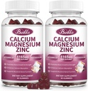Gommies de zinc de magnésium de calcium avec Glycinat de magnésium 200mg, Potassium, D3, Mousse de mer, Calme d'humeur et de sommeil- Enfants et adultes 2 Pack