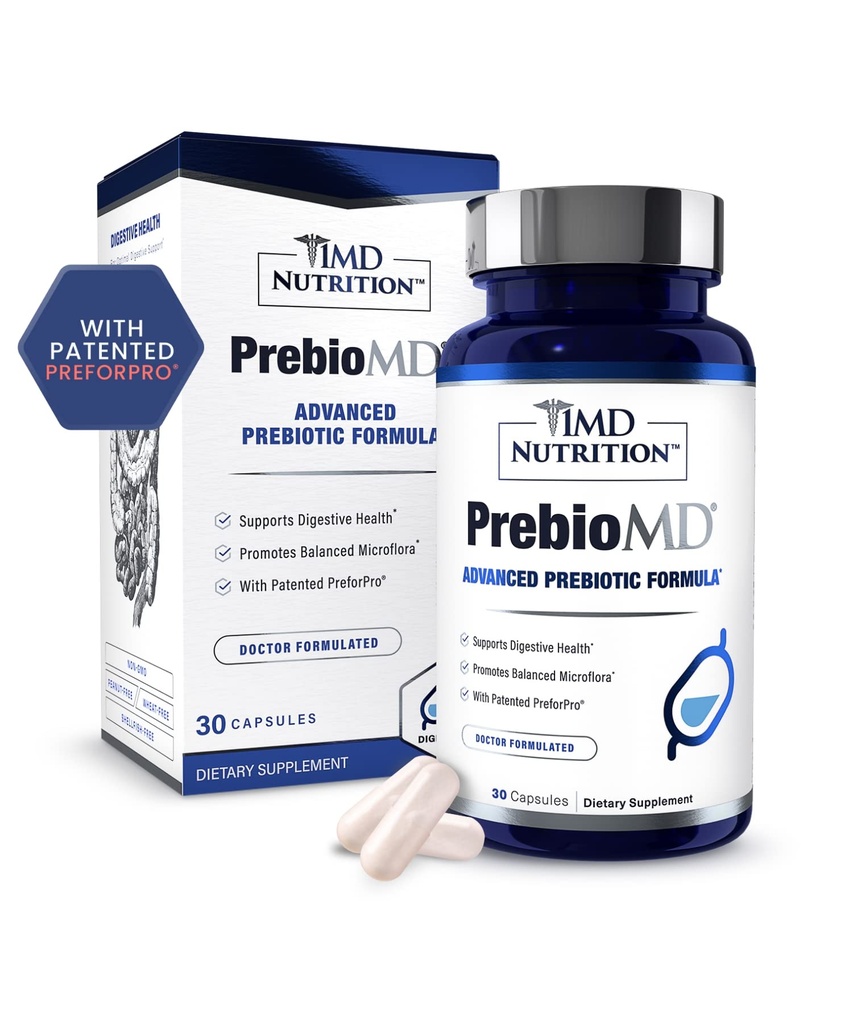 1MD Nutrition PreBioMD - Präbiotisch mit PreforPro® | Unterstützung Gesunde Verdauung und Beneficial Bacteria