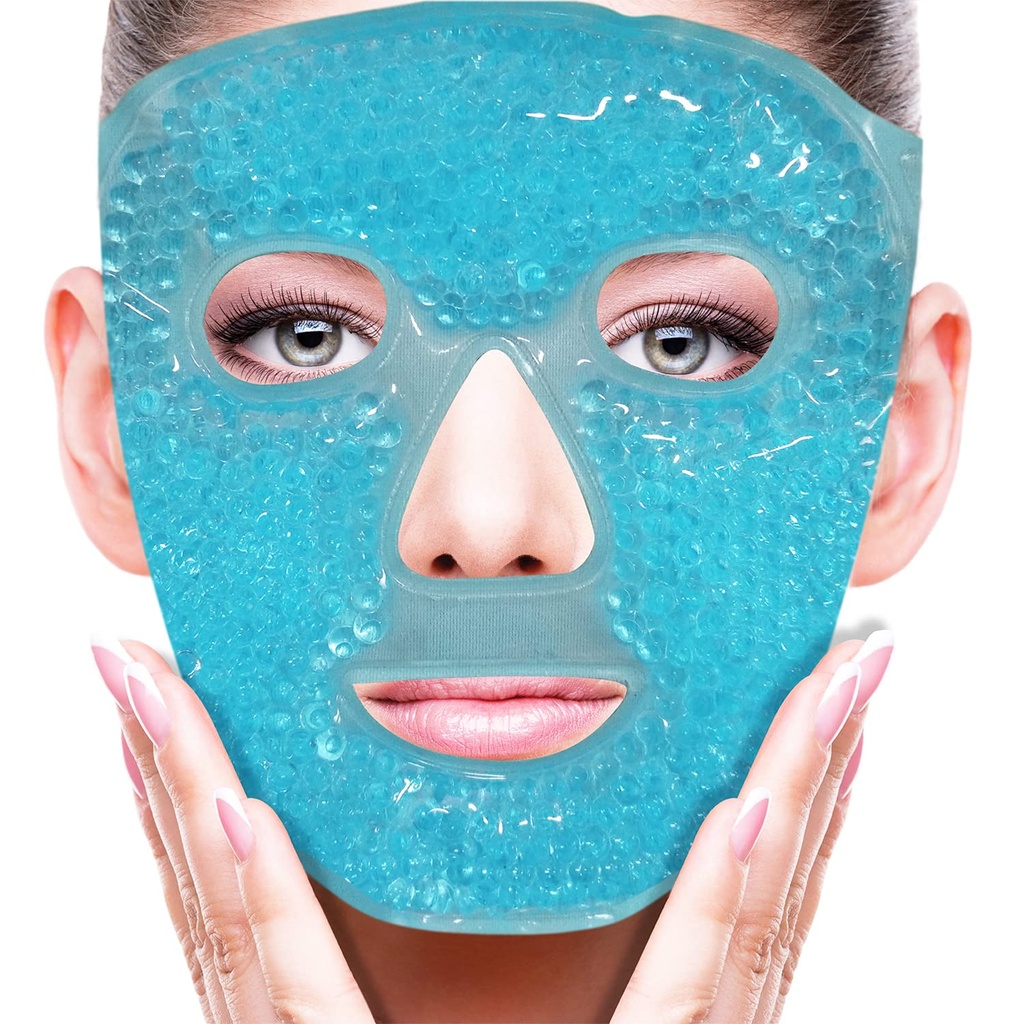 ZNÖCUETÖD Cold Face Eye Mask Ice Pack Reduzieren Gesichtspuppe, Dunkle Kreise, Gel Perlen Heiße Hitze kalte Kompressor Pack, Gesicht SPA für Frau Schlafen, Druck, Kopfschmerzen, Hautpflege, Post Laser Care[Blue]