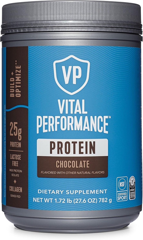 Vitalproteine Performance Powder, Collagen Peptides & Protein Isolate Powder, NSF zertifiziert für Sport, Schokolade, 1.72lb