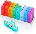 Monatliche Pille Organizer, 31 Tage Pillenspender 3 Mal pro Tag mit kleine Pille Box, 4 Wochen Pillenbehälter für Vitamine, Fischöl, Nahrungsergänzung und Medizin- BPA kostenlos, einfach zu bedienen