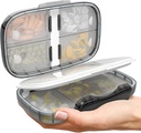 Travel Pill Organizer - luftdichte Medizin Fall für Reisen Portable Pharmacy Box mit Etiketten Vitamin Container 8 Kompartment Supplement Medication Holder Large Capacity Daily (Black-2)