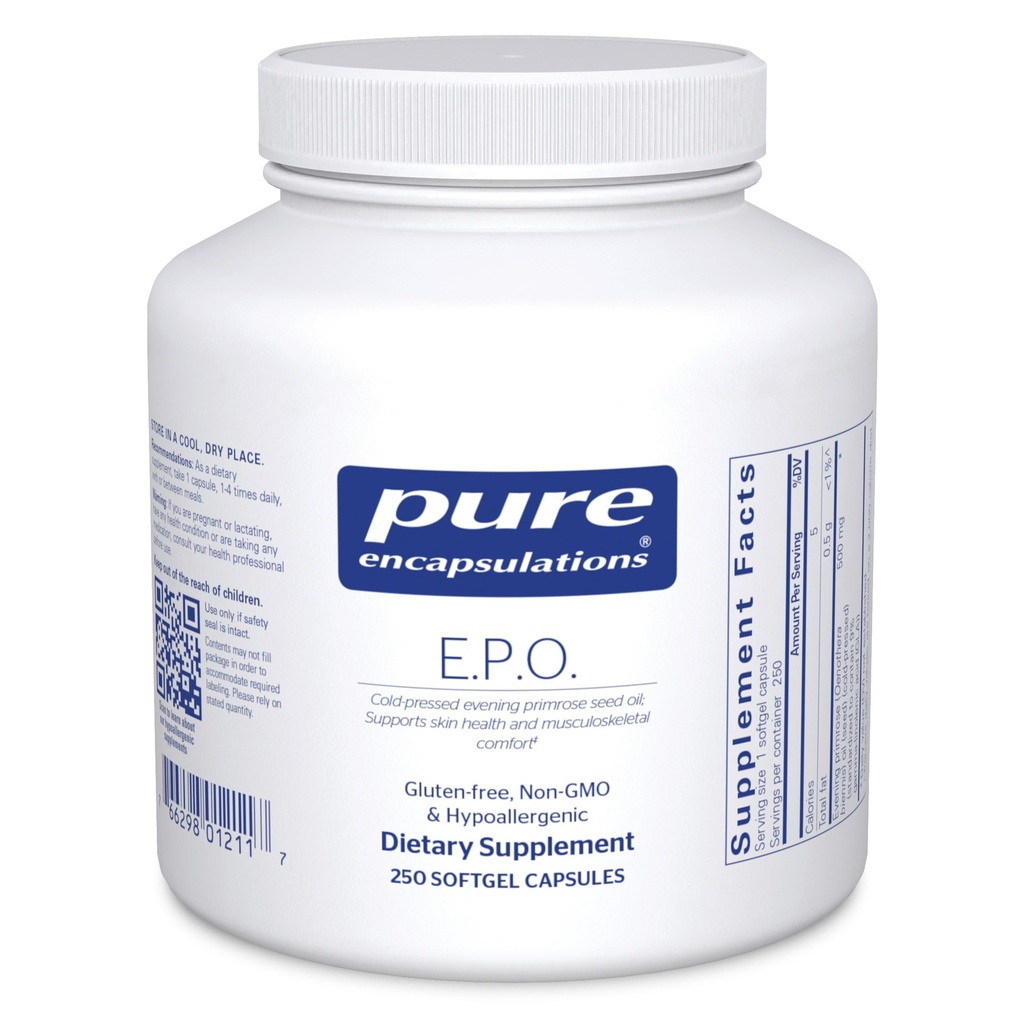 Pure Encapsulations E.P.O. (Evening Primrose Oil) | Hypoallergene Nahrungsergänzung mit 9% GLA | 250 Softgel Kapseln