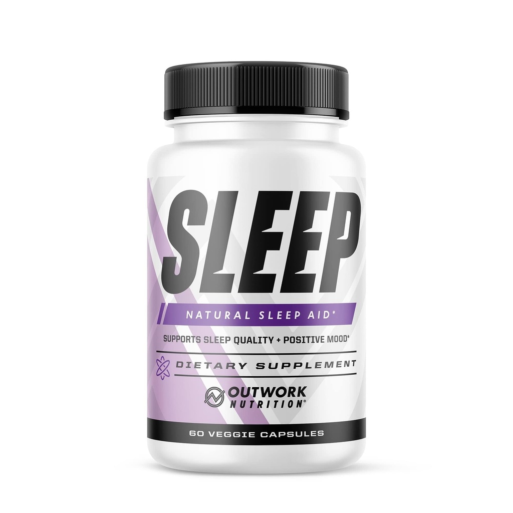 Outwork Nutrition Sleep Aid - Natural Melatonin, L-Theanin, Saffron Extract - Schlafergänzungen für Erwachsene - steigert Schlafqualität und Zeit, verbessert positive Stimmung - 60 Veg Kapseln (Not Gummis)
