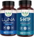 Nested Naturals Luna Melatonin-Free Sleep Supplement (60 Vegan Kapseln) & 5-HTP 100mg (120 Vegan Kapseln) für verbesserten Schlaf, Entspannung & Stimmung