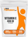 BulkSupplements.com Vitamin E 400 IU Pulver - als D-Alpha Tocopherol, Nahrungsergänzungsmittel - Glutenfrei, 500mg pro Servierung, 250g (8.8 oz) (Pack von 1)