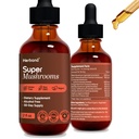 Super Pilze 8-in1 - 2 fl oz Flüssiger Extrakt - Brain Booster & Immun Support Drops - Reishi, Lion`s Mane, Cordyceps, Chaga, Mitake, Türkei Tails, Shiitake, Agaricus - Hohe Potenz - 45-Day Supply