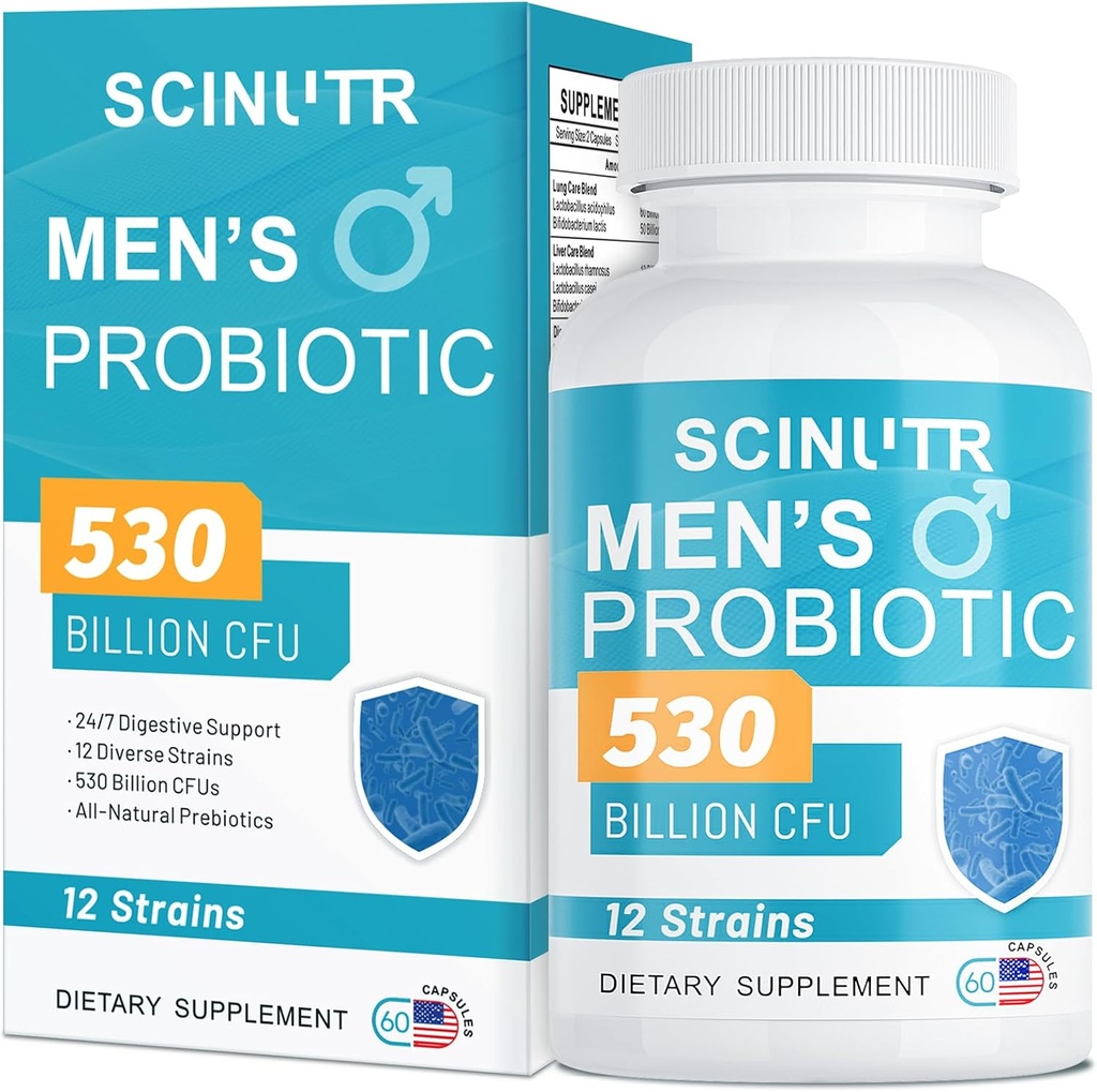 Probiotika für Männer, 530 Billion CFUs & 12 Strains, Probiotikum mit Turmeric Cranberry & Goji, Gut Health für Männer, unterstützt Verdauungsgesundheit, Microbiome, Colon, & Immune Health, 30-Day Supply