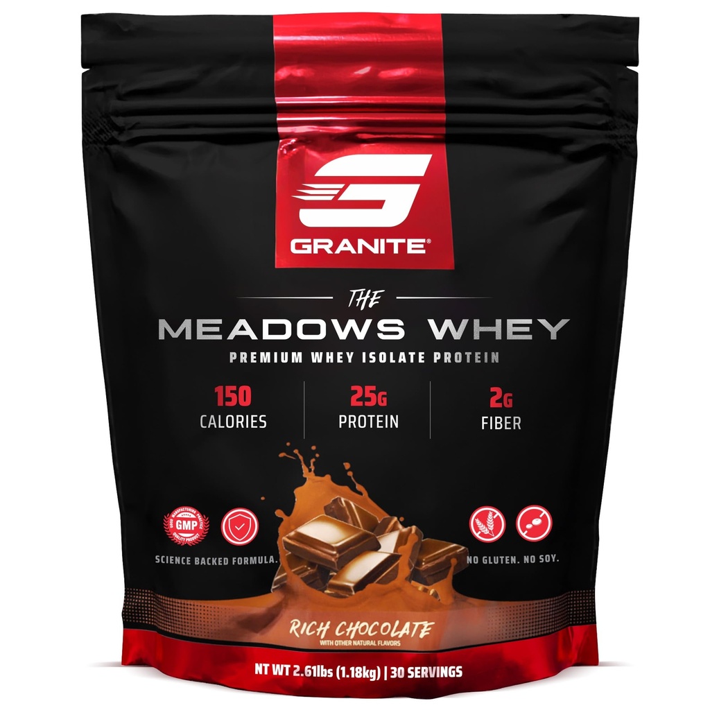 Granit Ergänzungen Die Meadows Whey Protein Isolate Protein Pulver für Lean Muscle mit 150 Kalorien, 2g Fiber, 1g Zucker (30 Servierungen), Rich Chocolate Flavor