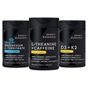 Recherche sportive Magtéine Magnésium L-Thréonate Capsules (2000mg, 90 Capsules), Vitamine végétalienne D3 + K2 w/Huile de coco organique (5000iu VIT. D 100mcg Mk7 VIT. K, 60 Softgels) et L-Theanine (200mg, 60 ct)