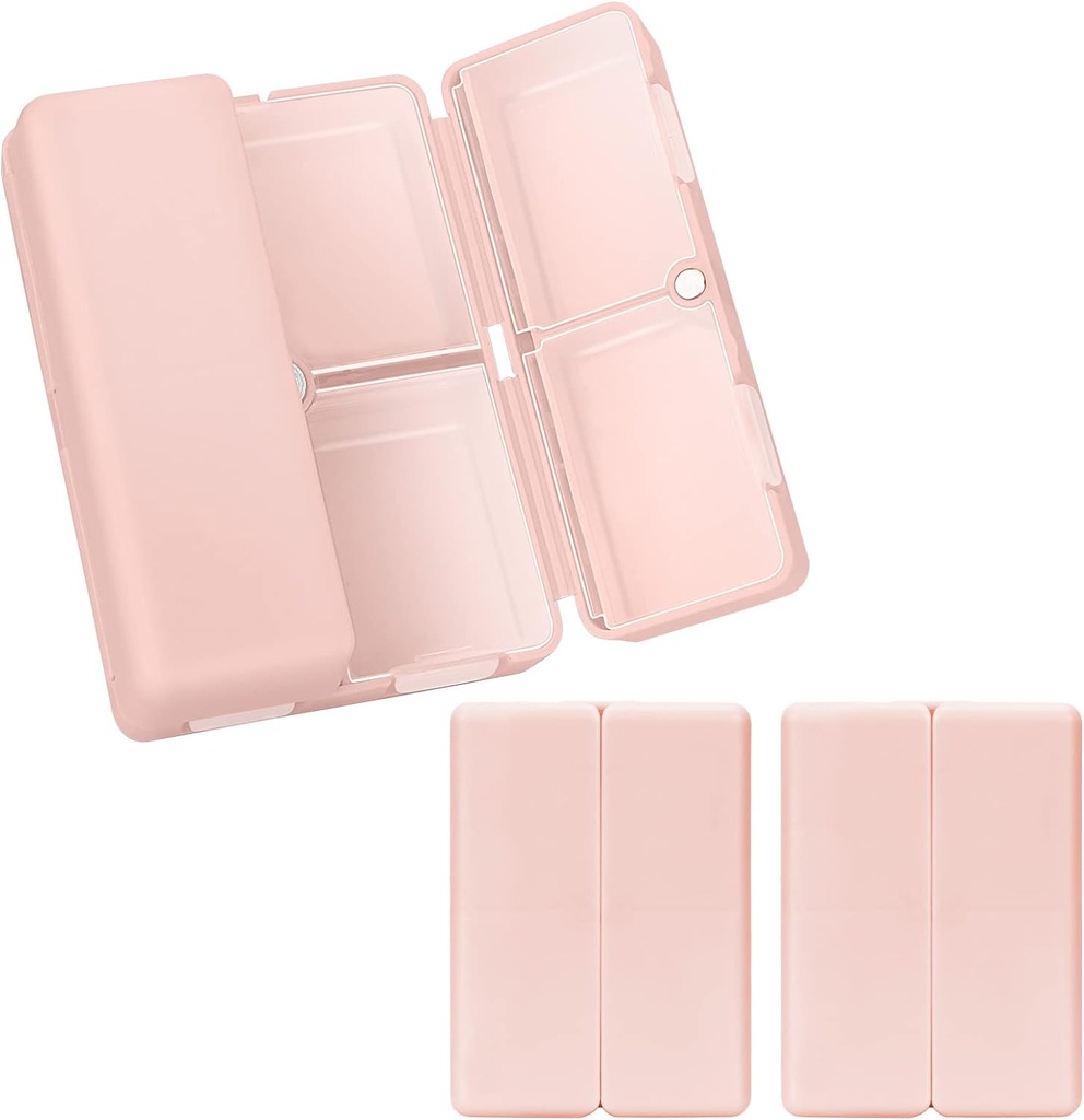 FYY Daily Pill Organizer,2 Pcs 7 Komponenten Tragbare Pille Fall Reise Pille Organizer,[Folding Design] Pille Box für Geldbeutel, um Vitamine zu halten, Kaffee Leberöl, Ergänzungen und Medikamente-Pink