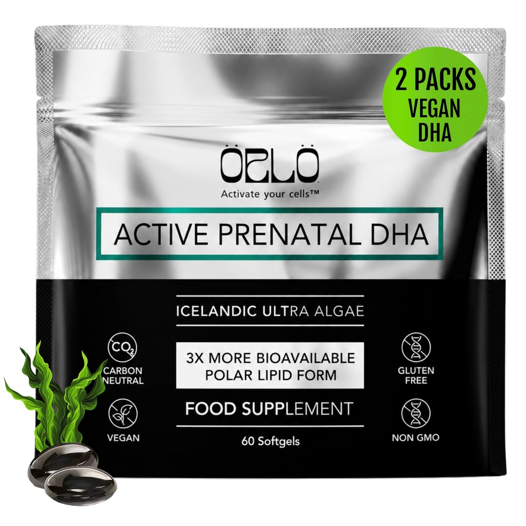 Orlo PRENATAL DHA - Supplément Prénatal DHA Omega 3 - Triple Strength Omega3 - Vegan DHA & EPA Algae Omega-3 Oil - soutient le développement du cerveau pendant la grossesse et l'allaitement (120 Mini Softgels)