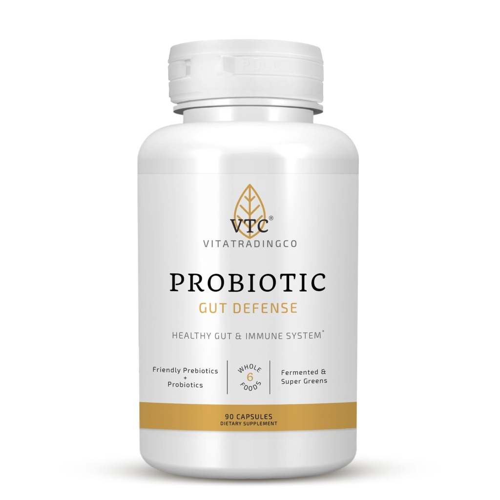 VTC VitaTradingCo. Probiotic Gut Defense | Probiotics and Prebiotics for Gut Health & Digestion | 1 Billion CFU with Whole Food Base | 90 Kapseln