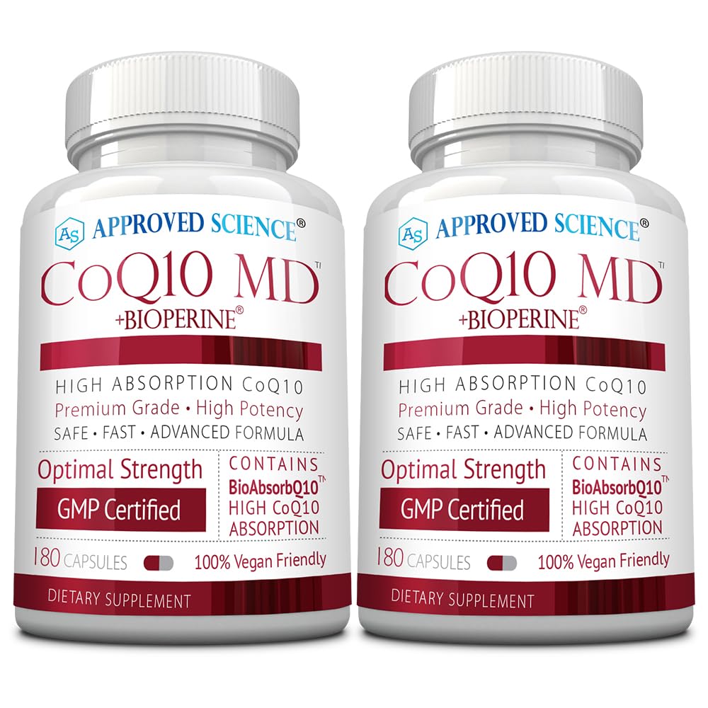 Science® CoQ10 MD - Extra Strength 300mg Pure CoQ10 avec BioPerine® pour une absorption plus rapide - Support optimal - 6 mois d'approvisionnement