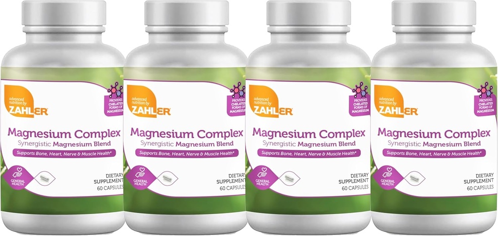 Zahler Magnesium Complex Synergistic Magnesium Blend, unterstützt Knochen, Herz, Nerve und Muskel Gesundheit, 240 Kapseln.