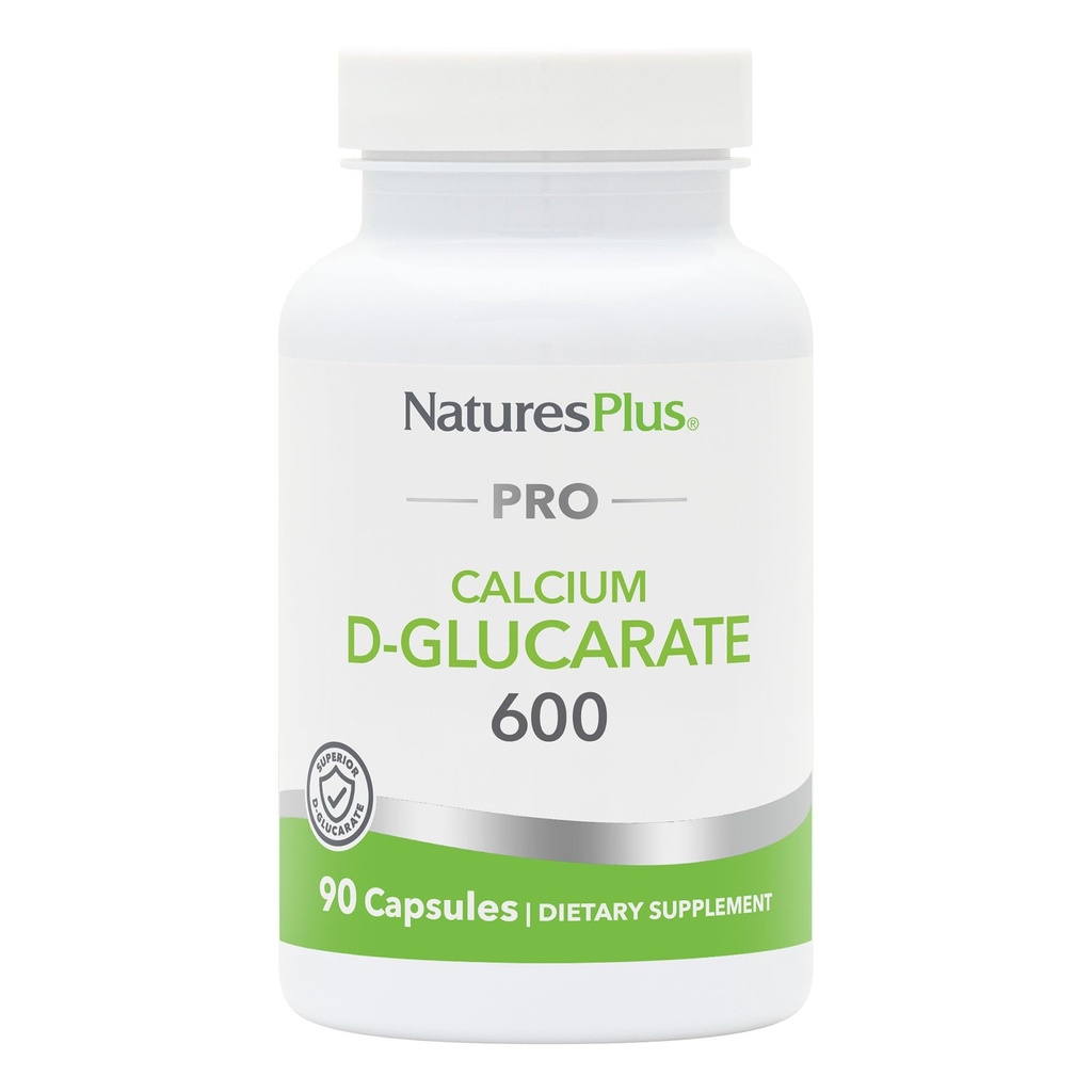NaturesPlus PRO Calcium D-Glucarate (CDG) 600 mg - 90 Capsules - Sans OGM, végétalien, sans gluten, sans soja - 90 portions