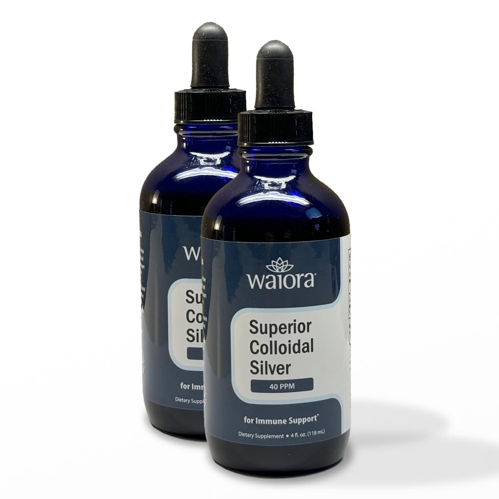 Superior kolloidales Silber, Waiora, flüssige Mineralergänzung, 40 PPM, für Immununterstützung, blaue Glasflasche mit Tropfen (2 bott/44 serv.)
