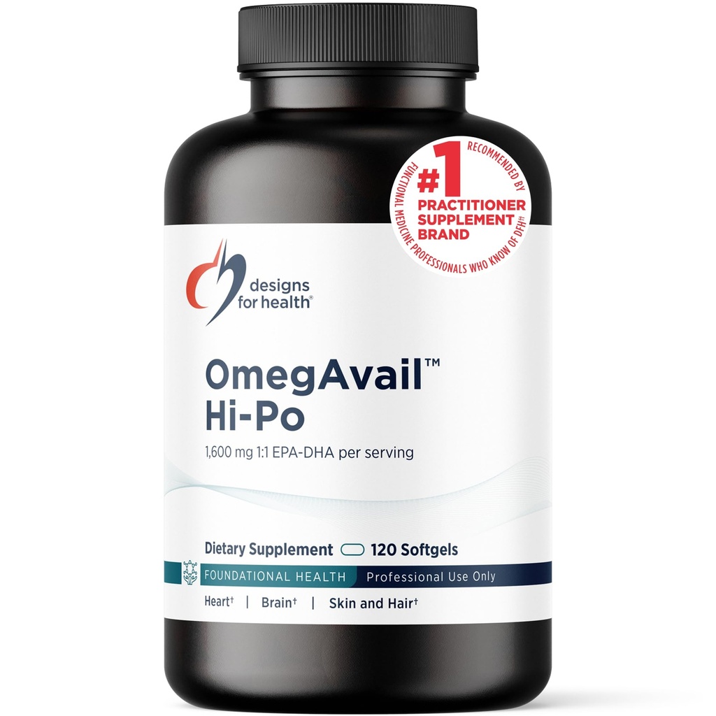 Conceptions pour la santé OmegAvail Hi-Po - TG (Triglycéride) Omega-3 Supplément huile de poisson, 1600mg EPA/DHA par portion de citron + vitamine E pour minimiser le goût de poisson (120 softgels)