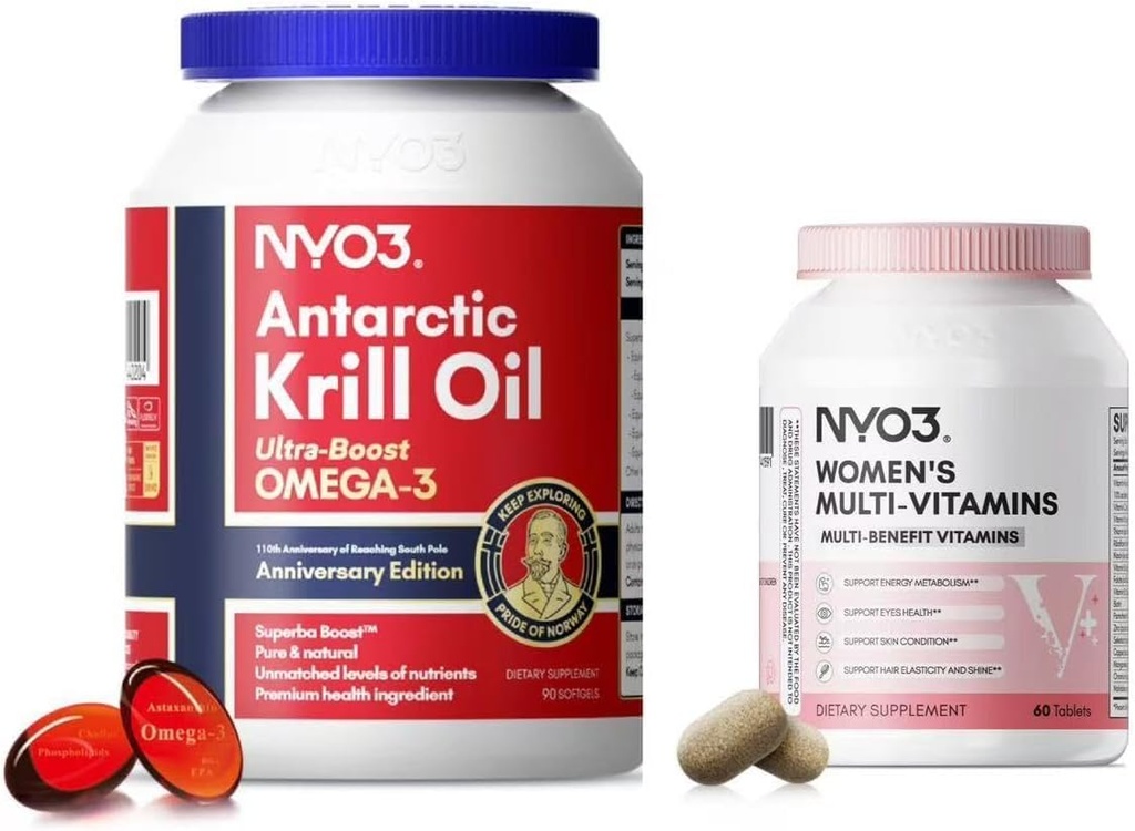 NYO3 Krill Öl Omega 3 und Multivitamin für Damen, 2 Pack