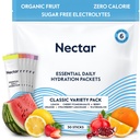 Paquets d'hydratation Nectar - Paquets de poudre d'électrolytes - Sans sucre & 0 Calorie - Fruits organiques liquides IV Poudre d'électrolytes pour le soulagement et la réhydratation de la déshydratation (Paquet Variety 30)