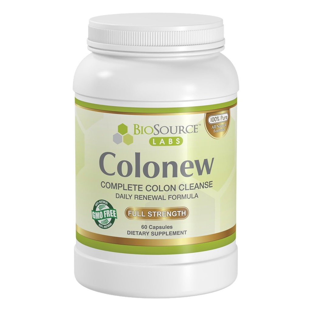 Colonew Complete Colon Cleanse Natural Detox Supplément pour la santé quotidienne digestive, formule de renouvellement – (60 capsules)