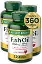 Nature’s Bounty Fish Oil, 1200mg, 360mg Omega-3, 120 (3 Pack , 360 Total) Softgels 120 Softgels