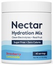 Poudre d'électrolytes sans sucre de nectar - Fruits organiques Pas de sucre ou de calories - Poudre d'hydratation pour le soulagement et la réhydratation - Keto et Paléo (Lémonade Strawberry 40)