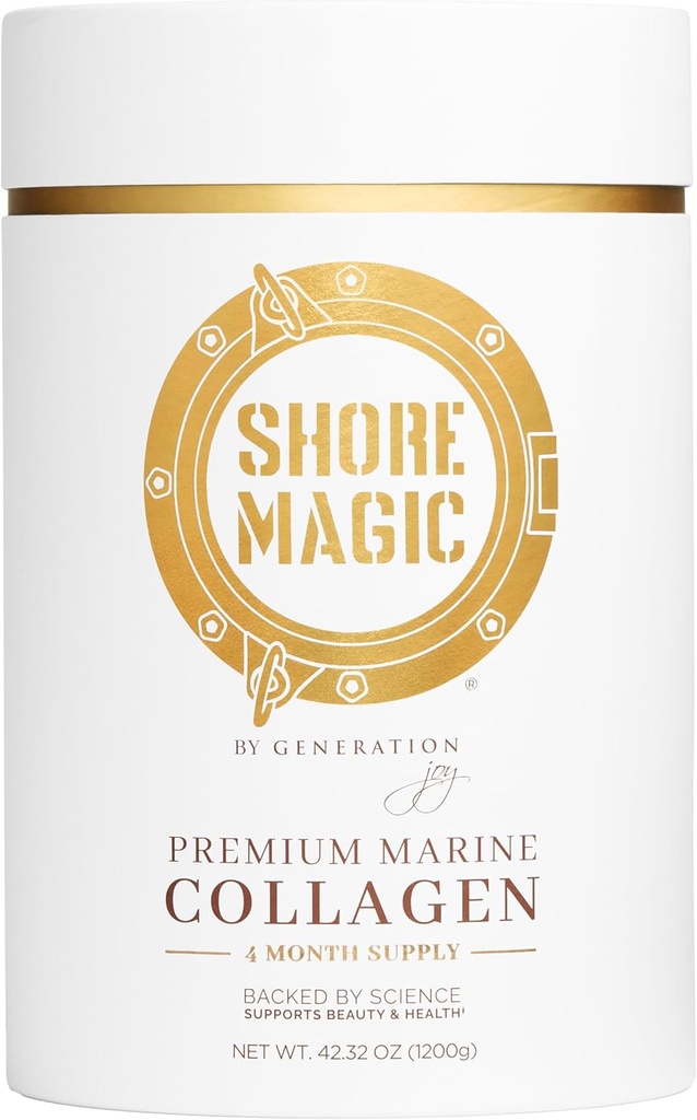 Shore Magic Premium en poudre de collagène marin de types I à IV de poissons sauvages, hydrolysés, non aromatisés et sans odorat de 9g de protéines par service – soutient la peau, les cheveux, les ongles, les articulations et les os