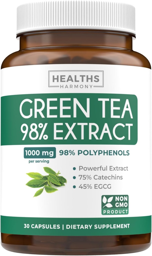 EGCG Green Tea Extract Kapseln - Super High Potency Green Tea Pills Antioxidant Rich Formel verpackt mit Polyphenolen Catechins & EGCG - 500mg pro Kapsel - Non-GMO & Made in USA (Trial Size)